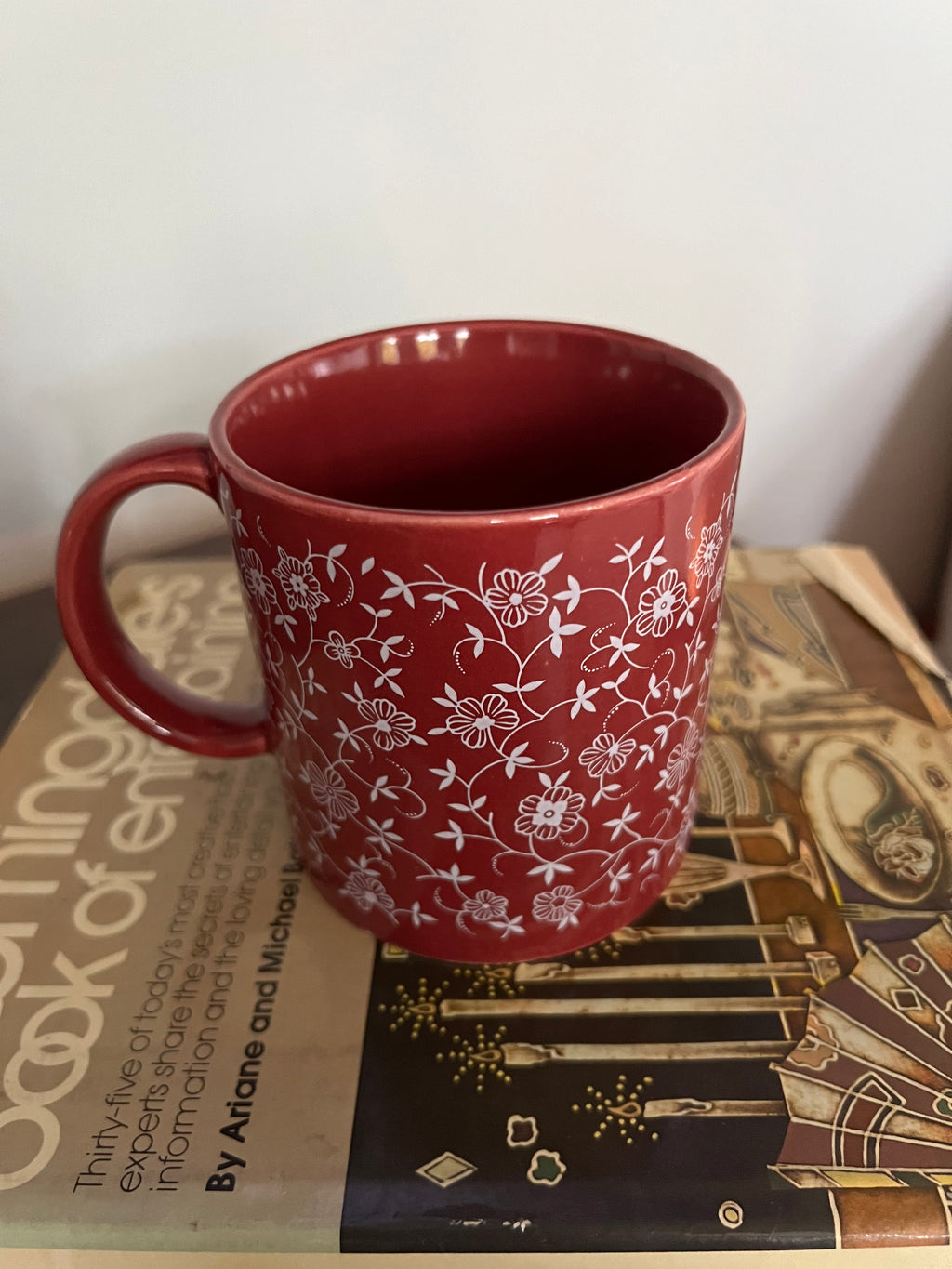 Floral Maroon Coffee Mugs