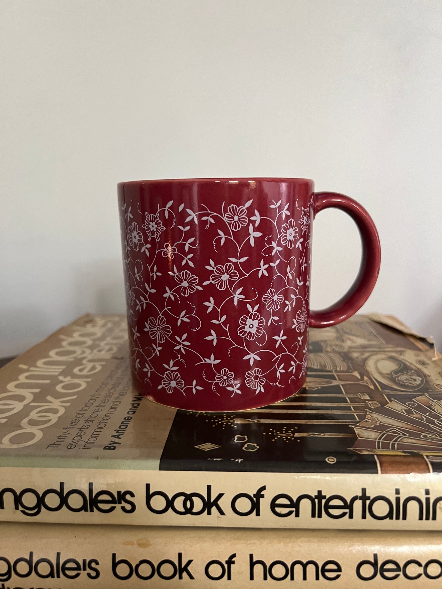 Floral Maroon Coffee Mugs