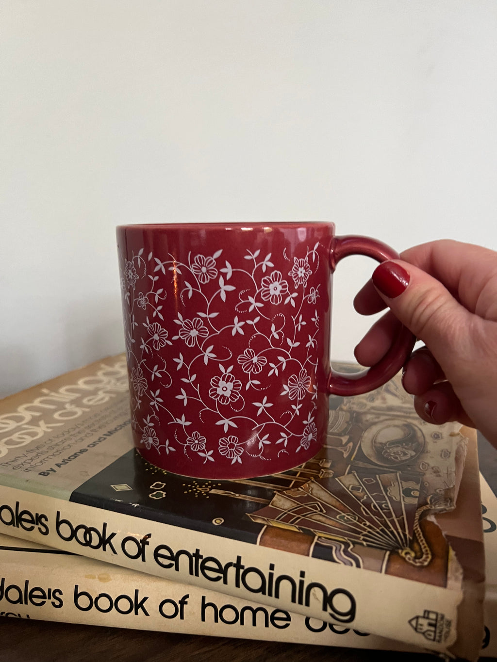 Floral Maroon Coffee Mugs