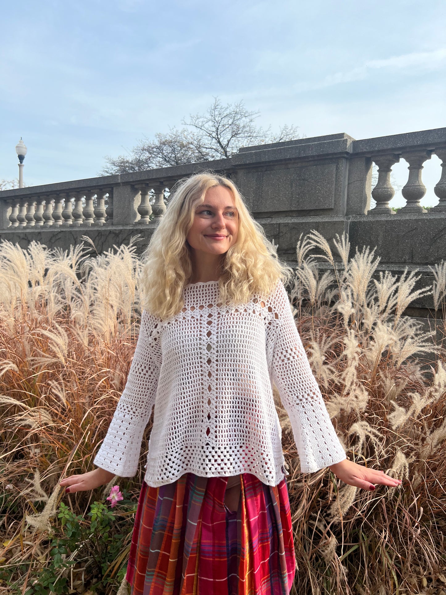 White Crochet Sweater