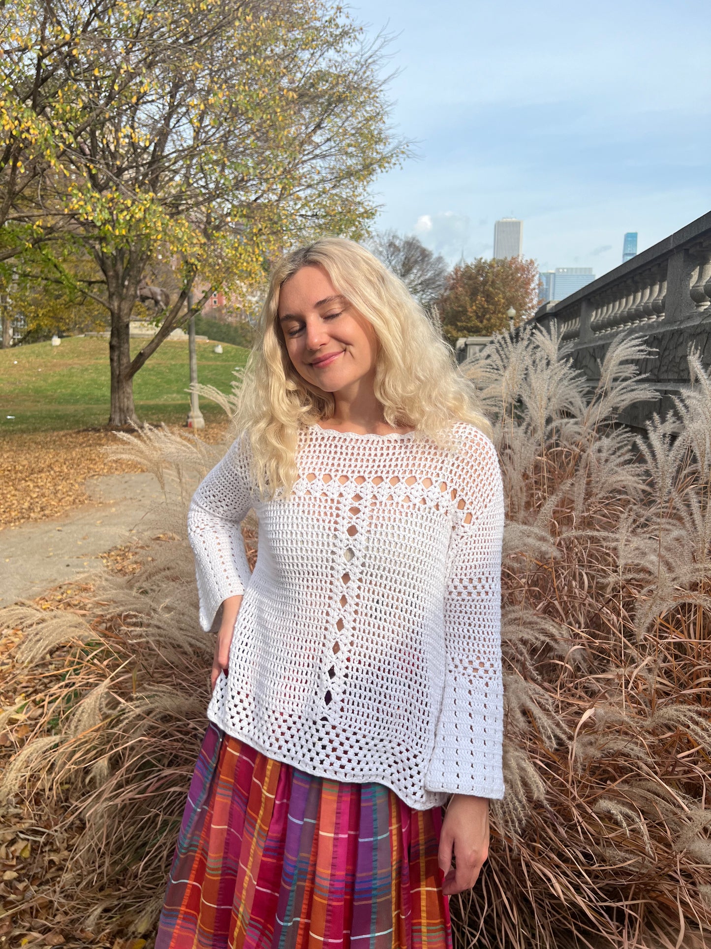 White Crochet Sweater