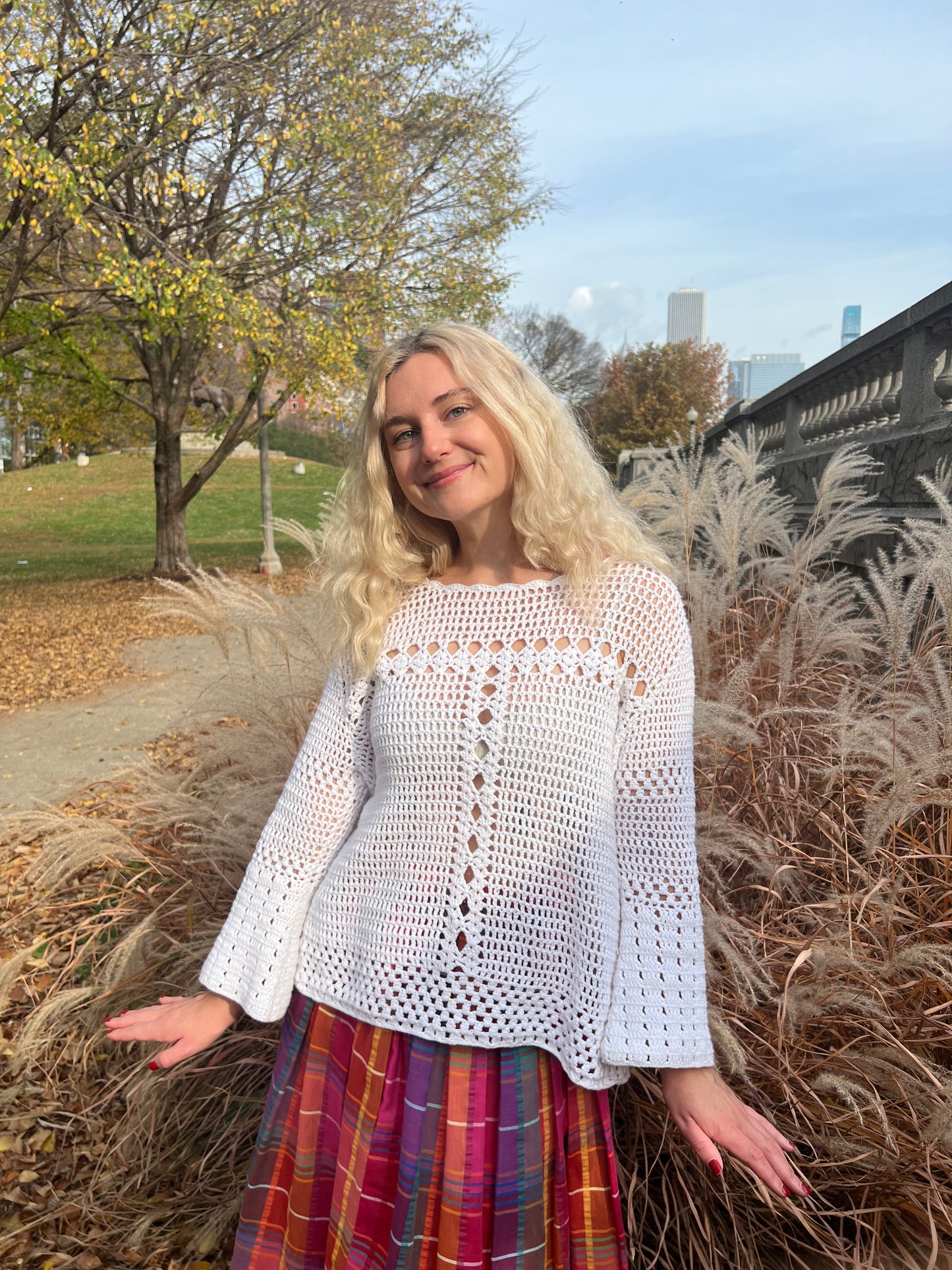 White Crochet Sweater