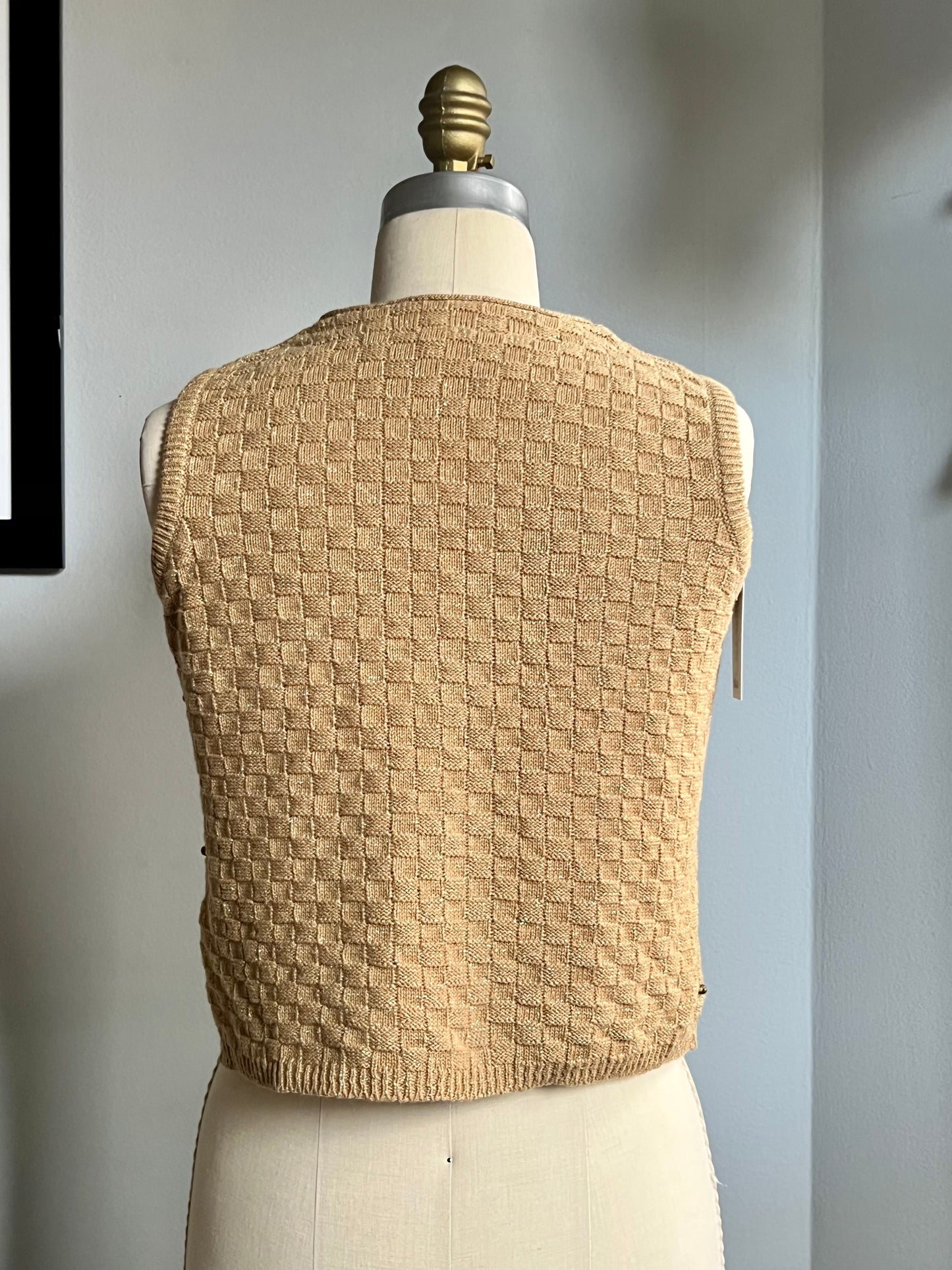 LizSport Gold Beaded Knit Vest