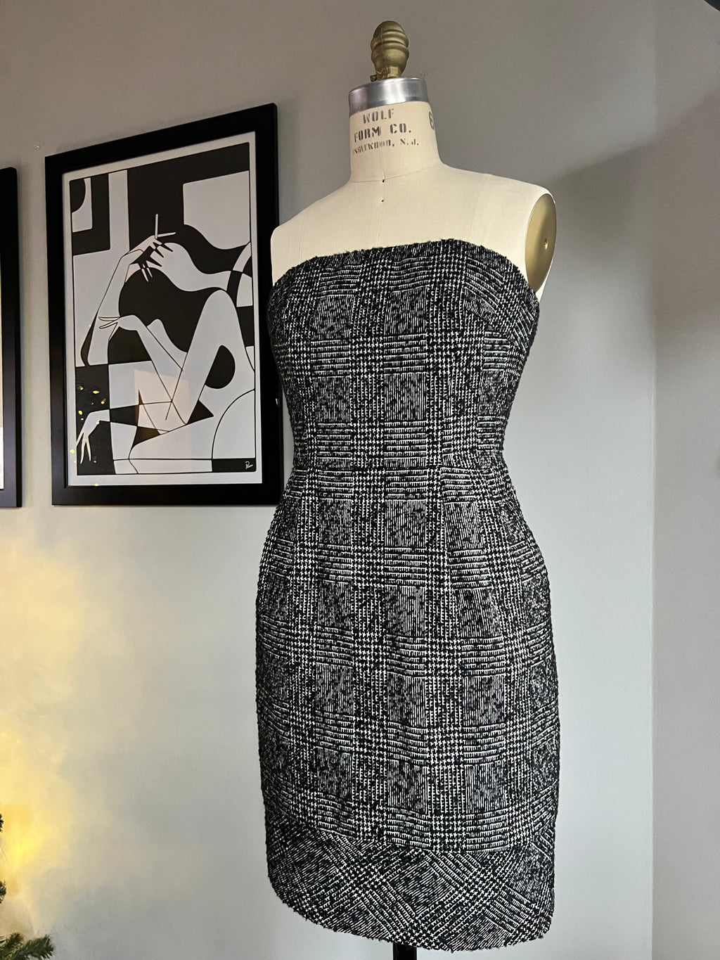 Express Design Studio Strapless Tweed Dress