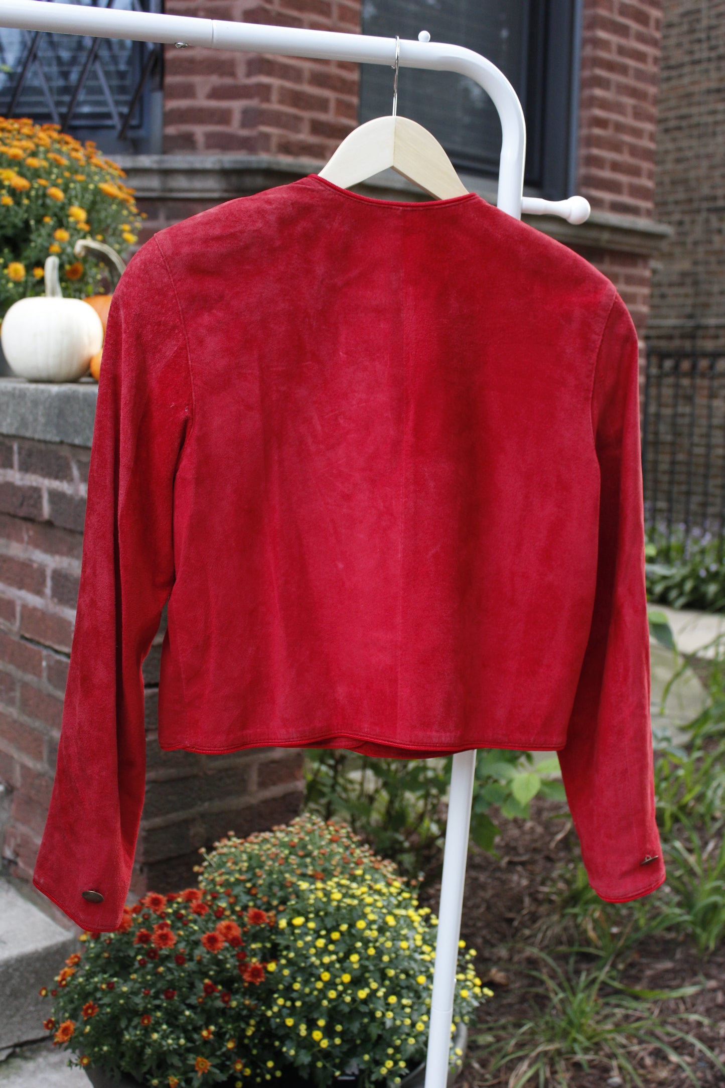 Lord & Taylor Red Suede Crop Jacket