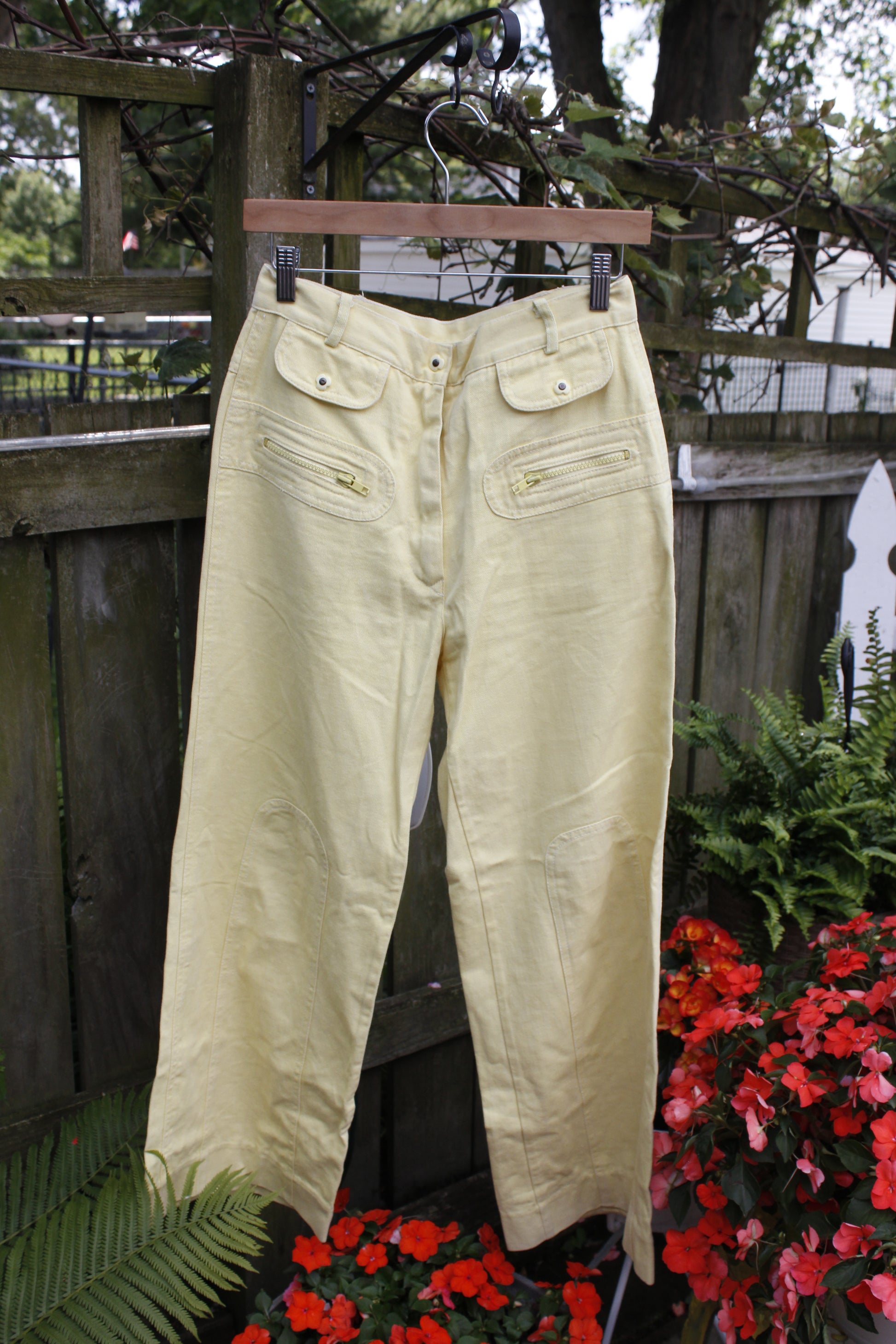 1970s Yellow Flower Power Jeans