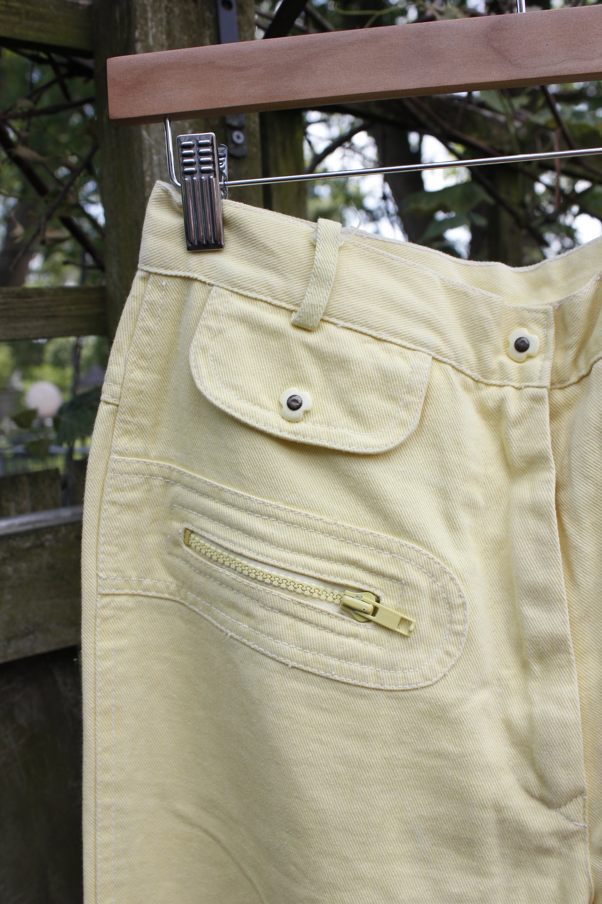 1970s Yellow Flower Power Jeans