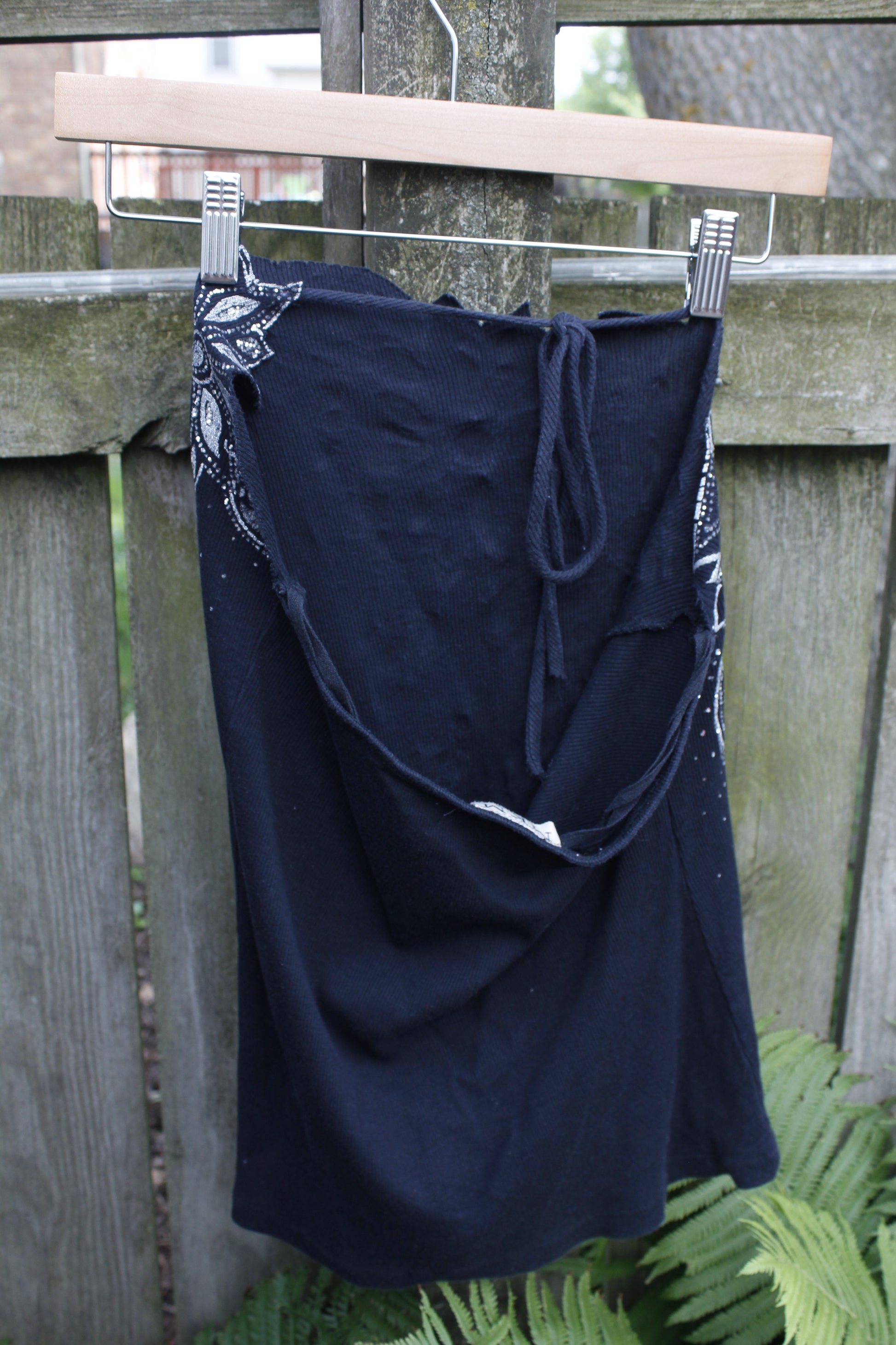 Y2K Sequin Flower Black Tank