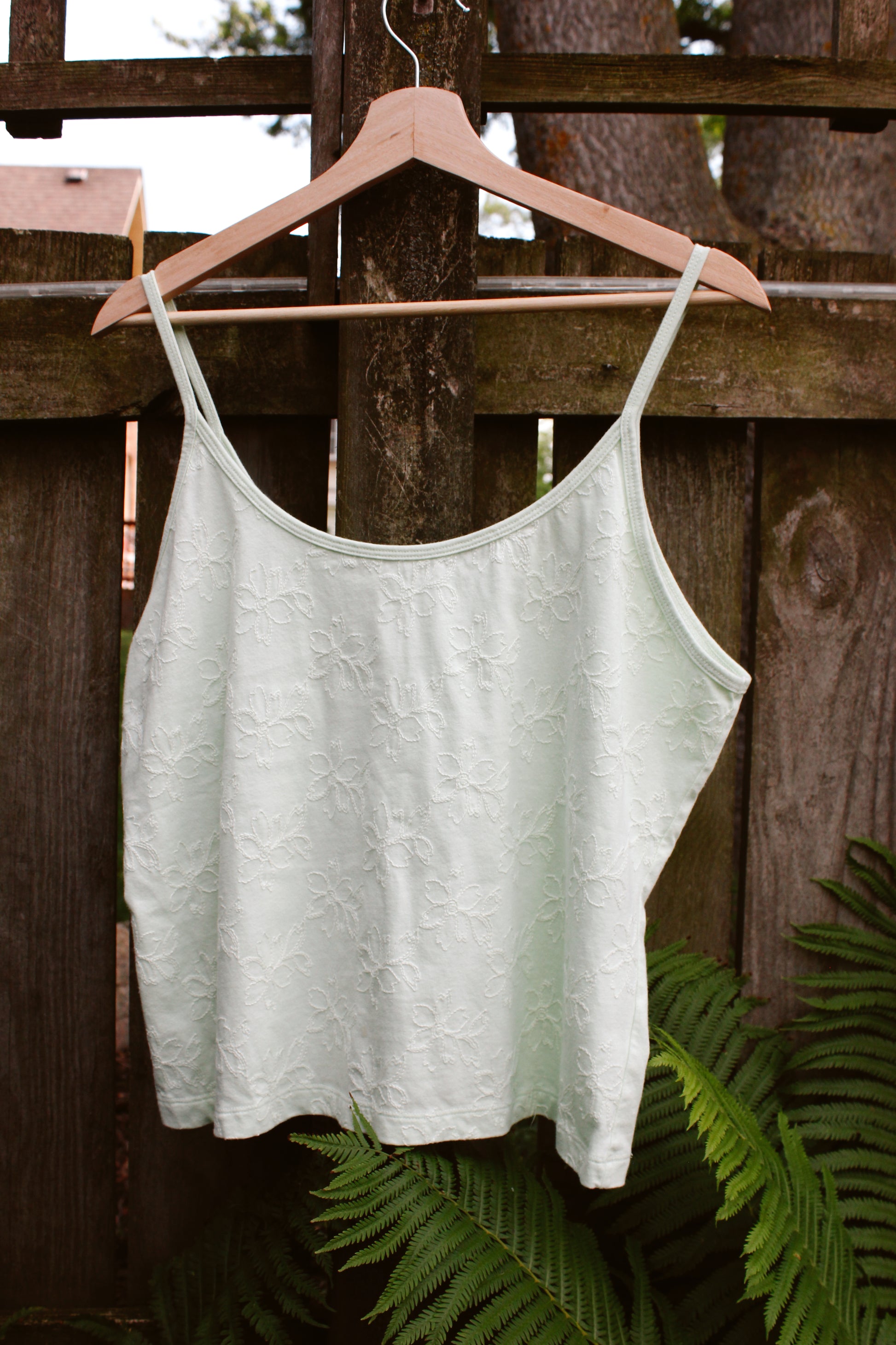 Mint Tank Top with Flower Design
